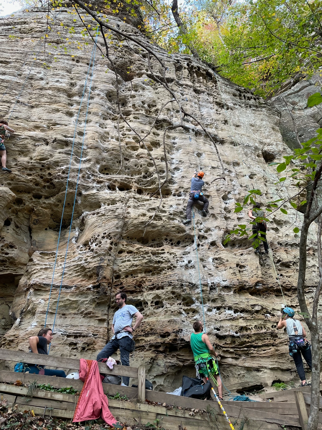 Ken climbing Grandma Josephine, Chocolate Factory, Red River Gorge in 2025